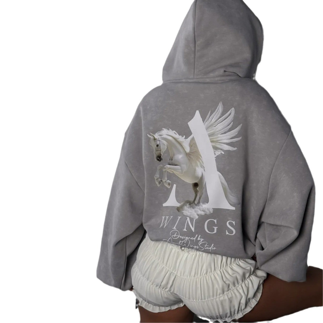 Sudadera urbana con capucha y estampado gráfico único para mujer