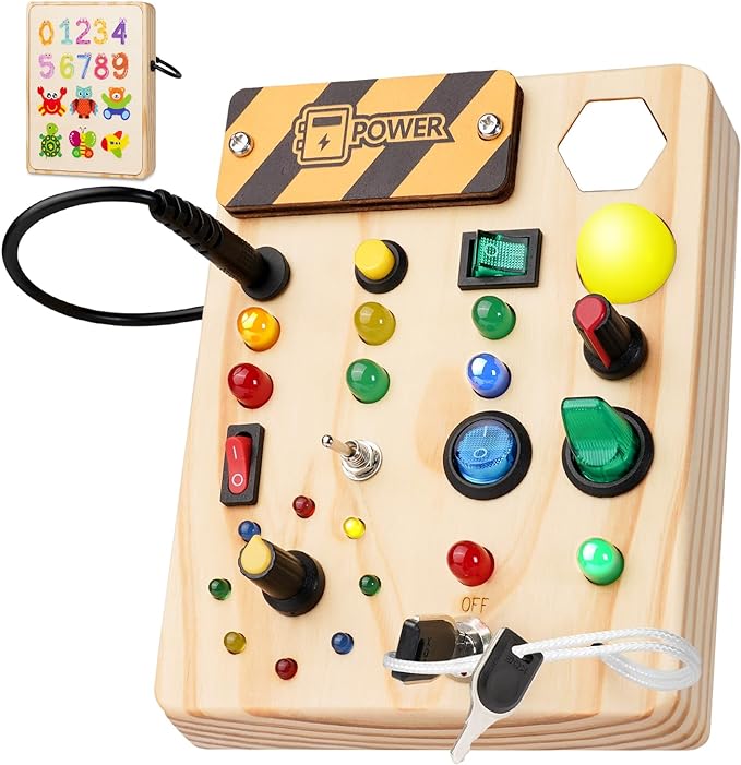 Tablero de Actividades Montessori para Niños Pequeños con 27 Luces LED