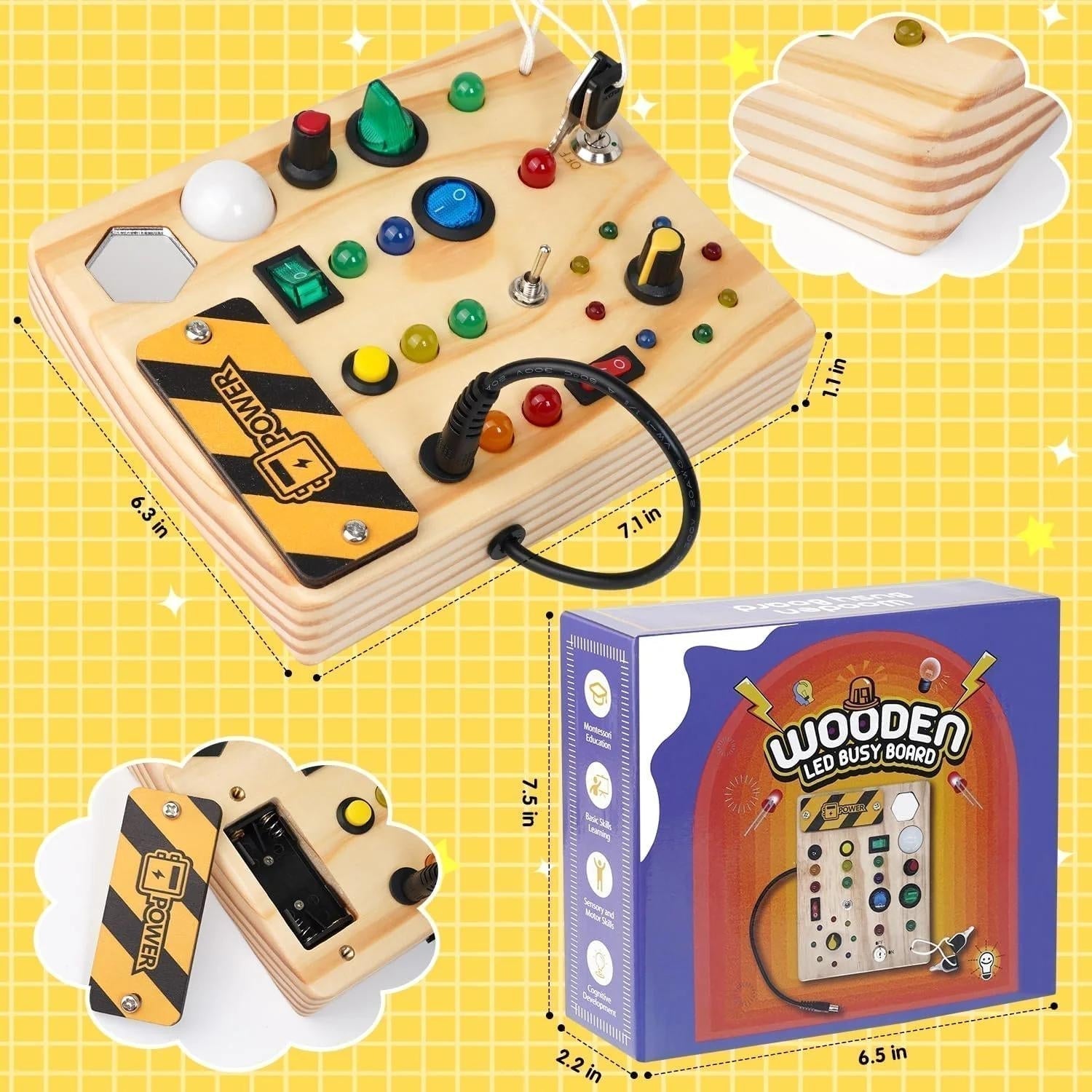 Tablero de Actividades Montessori para Niños Pequeños con 27 Luces LED