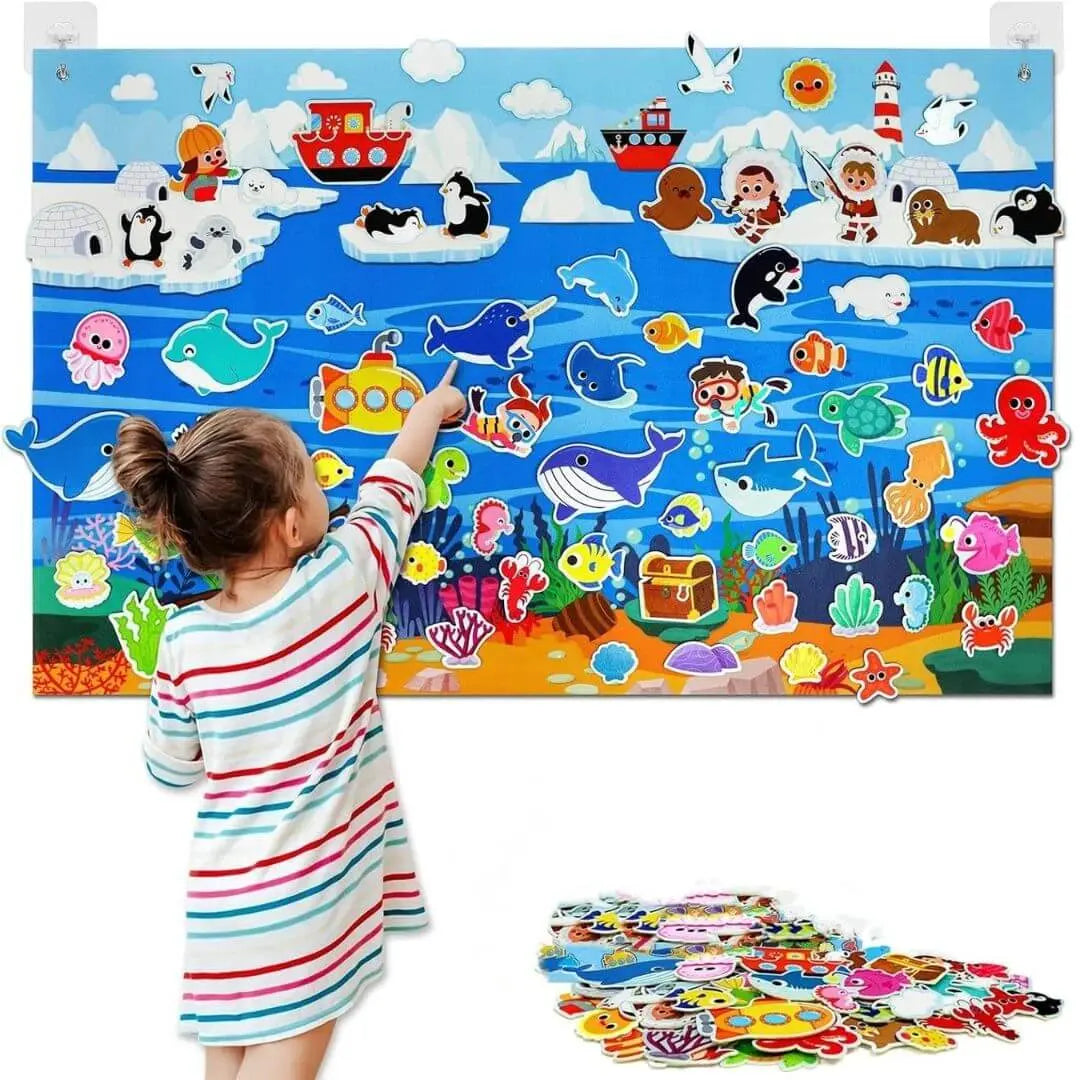 Tablero de fieltro Montessori de la granja