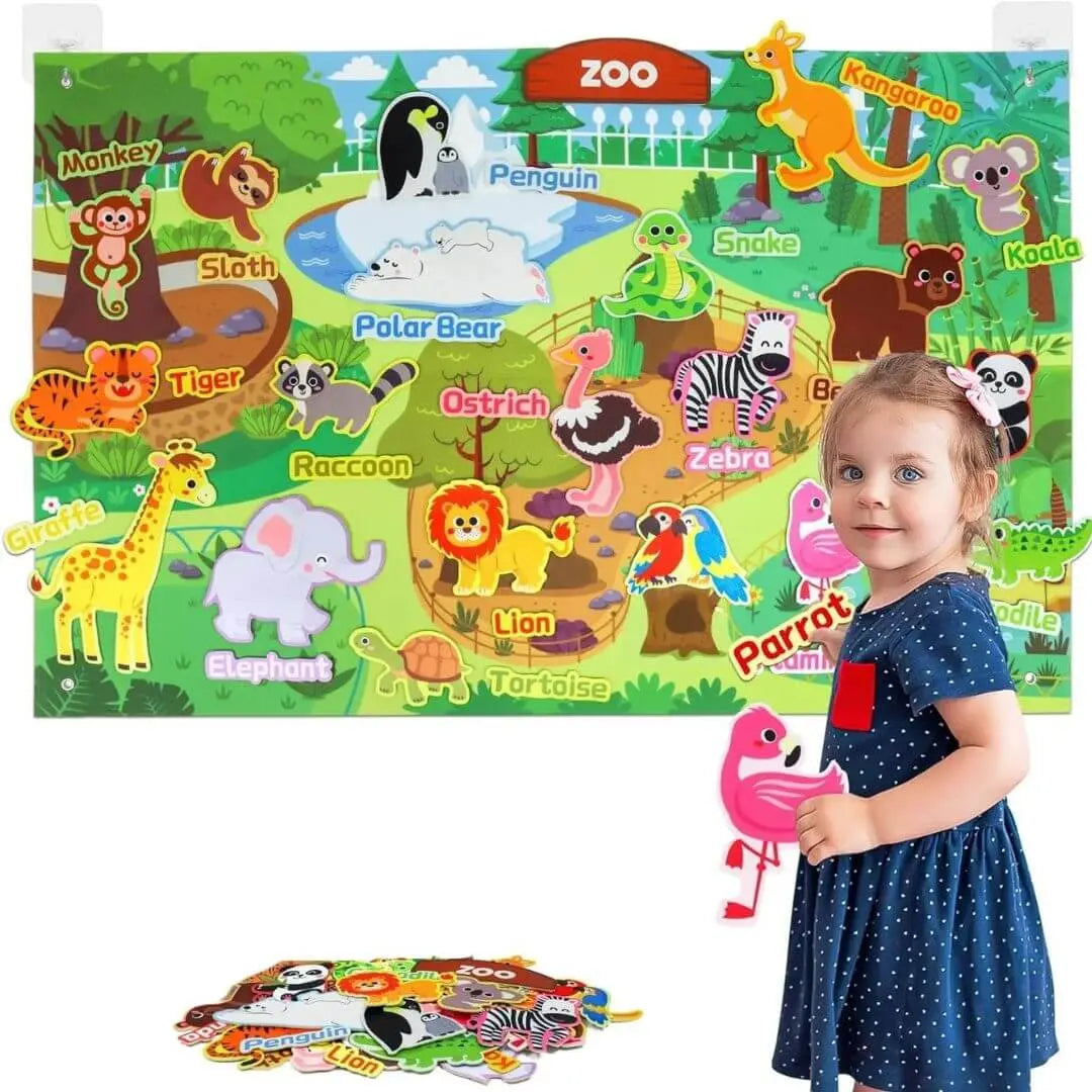 Tablero de fieltro Montessori de la granja