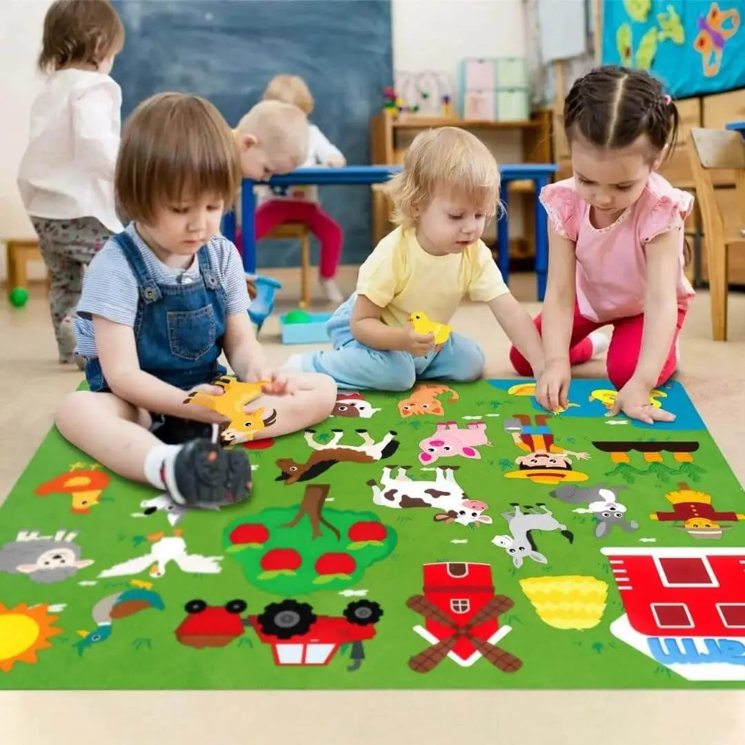 Tablero de fieltro Montessori de la granja