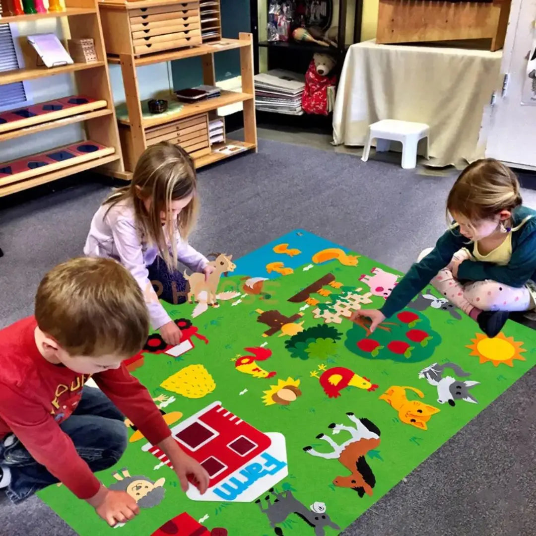 Tablero de fieltro Montessori de la granja