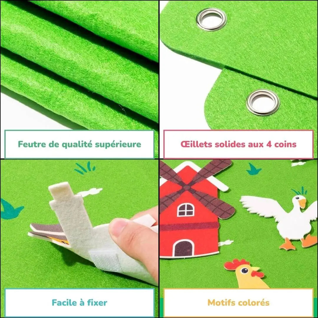 Tablero de fieltro Montessori de la granja