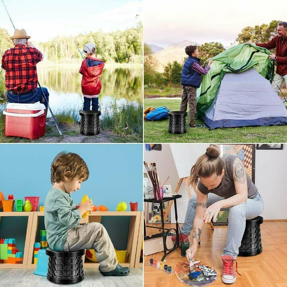 Taburete de camping telescópico, retráctil y portátil