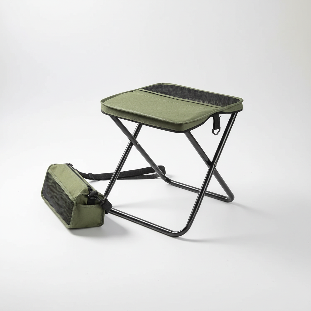 Taburete plegable de acampada con trípode