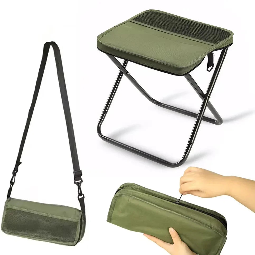 Taburete plegable de acampada con trípode