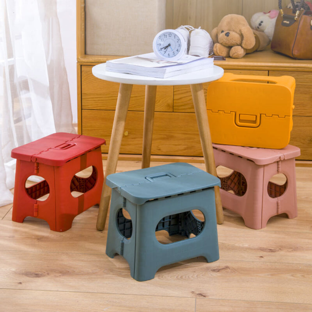 Taburete plegable portátil con asa de transporte