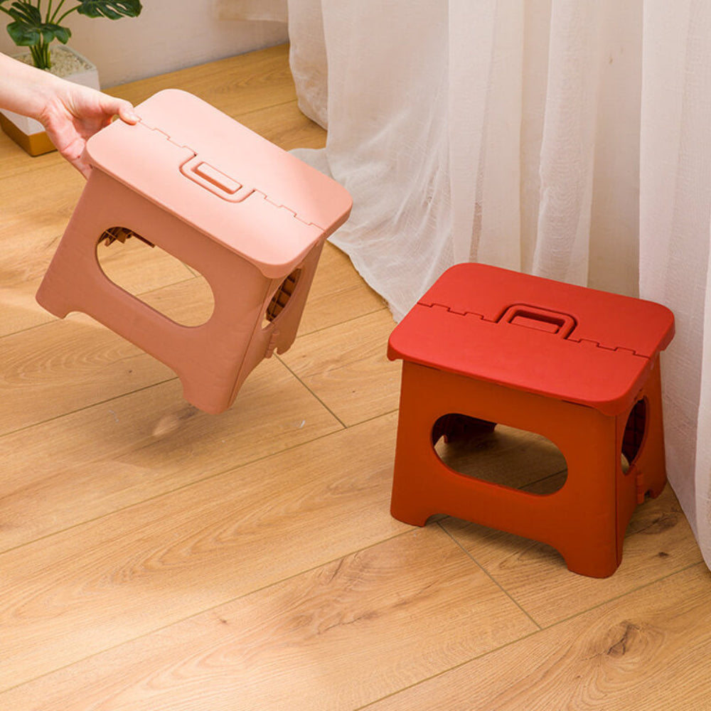 Taburete plegable portátil con asa de transporte