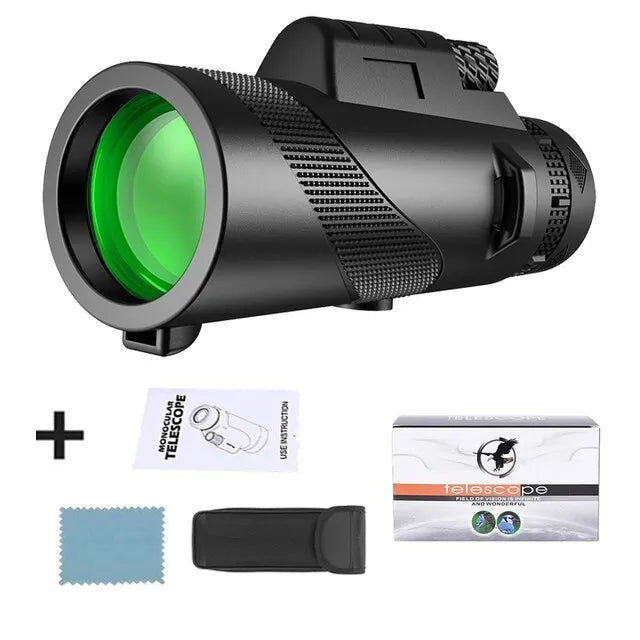 Telescopio monocular con zoom HD 80x100: Potente telescopio portátil para caza, camping y exploración al aire libre de viaje