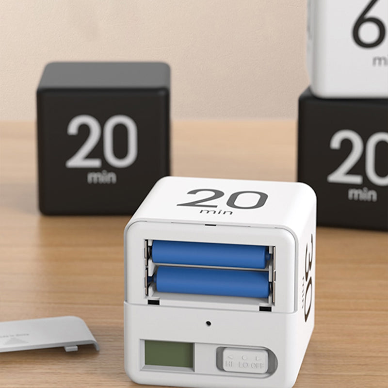 Temporizador digital portátil en forma de cubo con alarma de cuenta atrás para la productividad