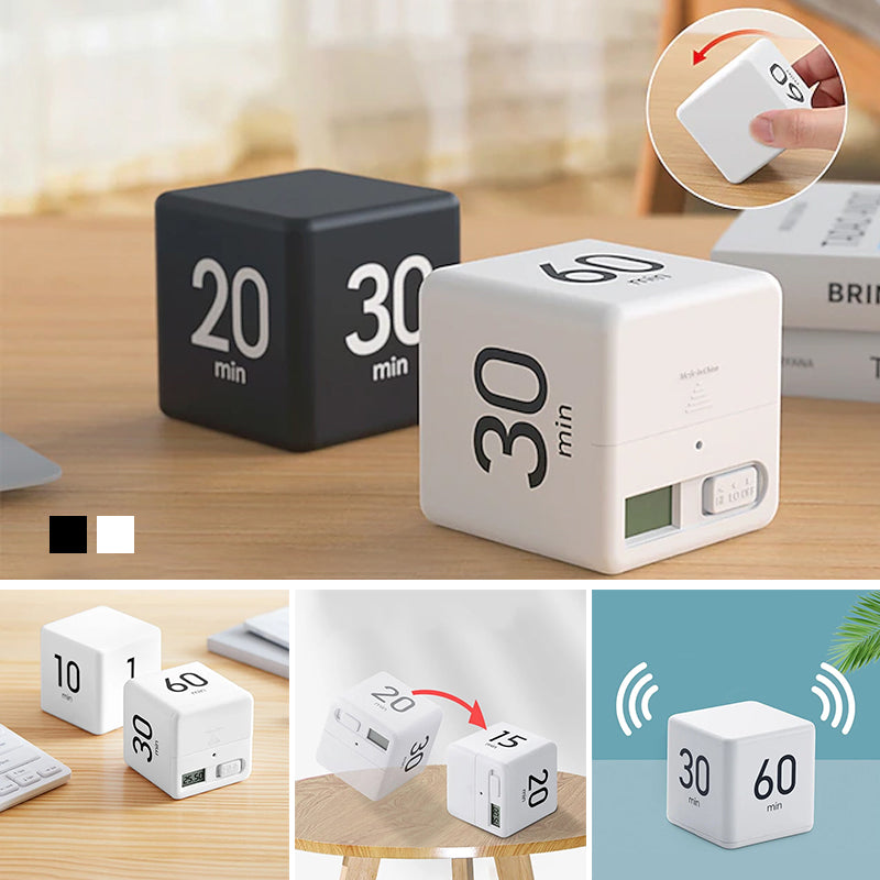 Temporizador digital portátil en forma de cubo con alarma de cuenta atrás para la productividad