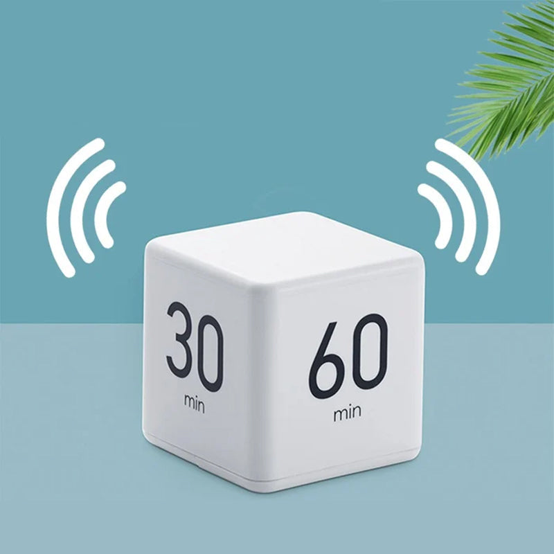 Temporizador digital portátil en forma de cubo con alarma de cuenta atrás para la productividad