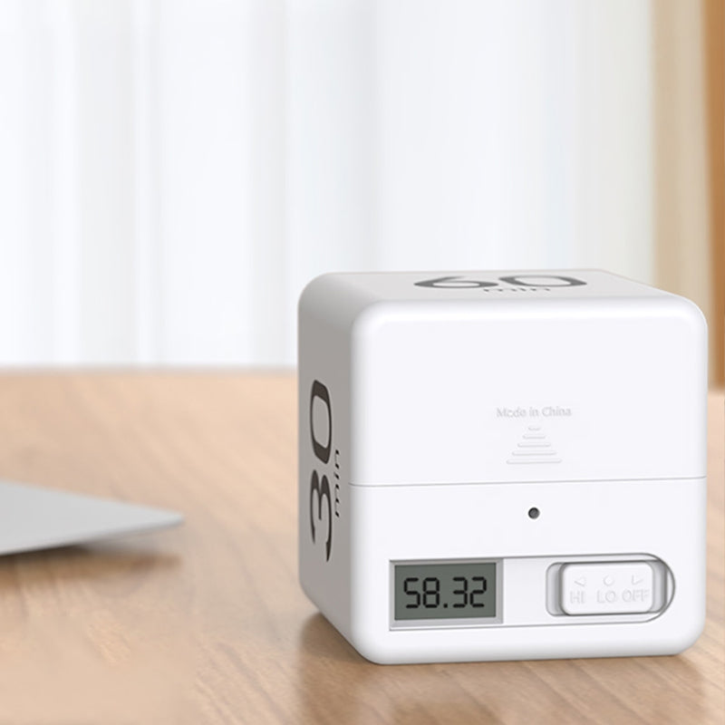 Temporizador digital portátil en forma de cubo con alarma de cuenta atrás para la productividad