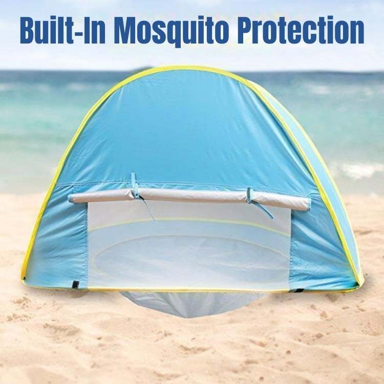 Tienda de campaña de playa pop-up para bebé con piscina integrada