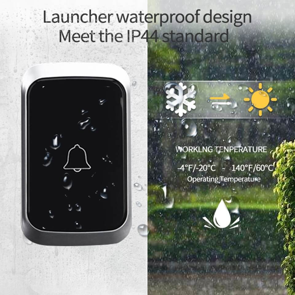 Timbre inalámbrico e impermeable para casa con luz LED parpadeante – fácil instalación, volumen ajustable y 36 melodías