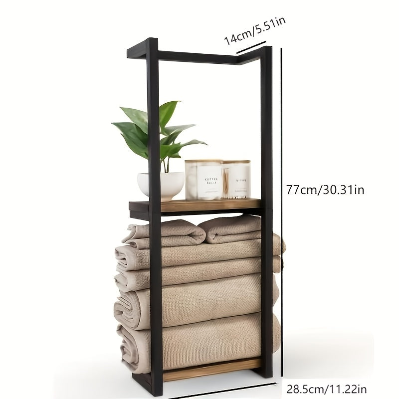 Toallero industrial con estantes – Estantería de pared elegante y funcional