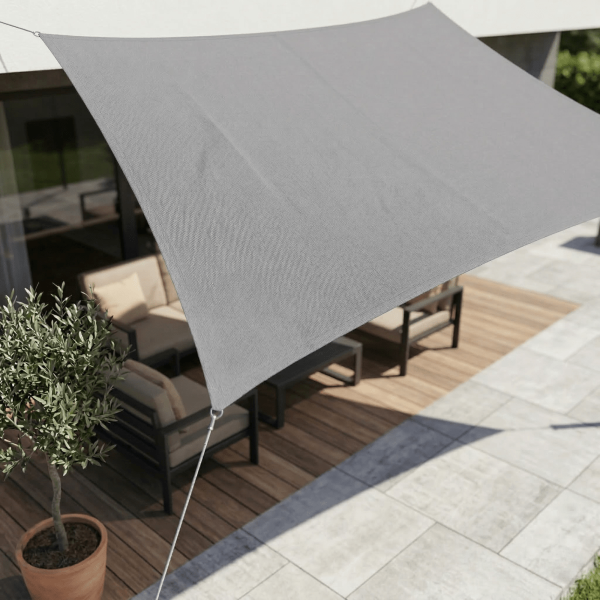 Toldo vela de sombra impermeable con protección UV para terraza y balcón