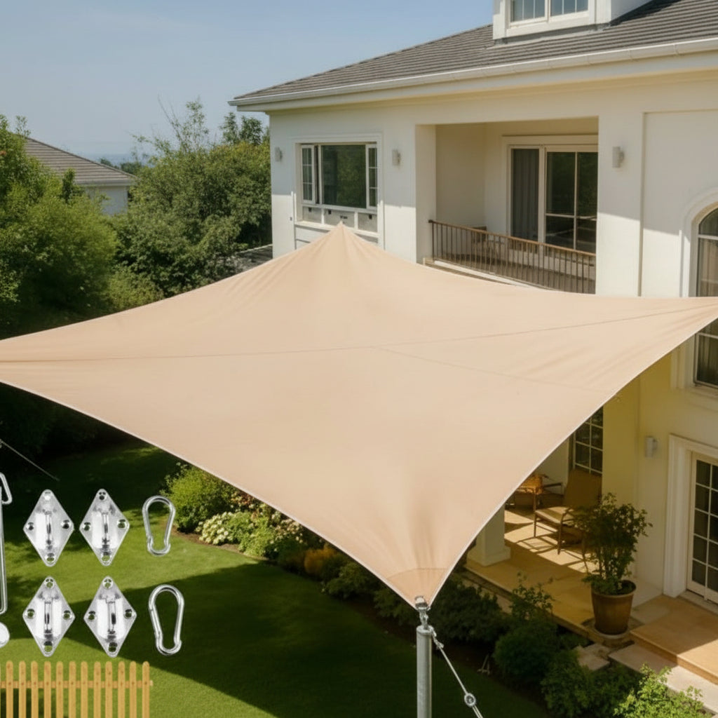 Toldo vela de sombra impermeable con protección UV para terraza y balcón