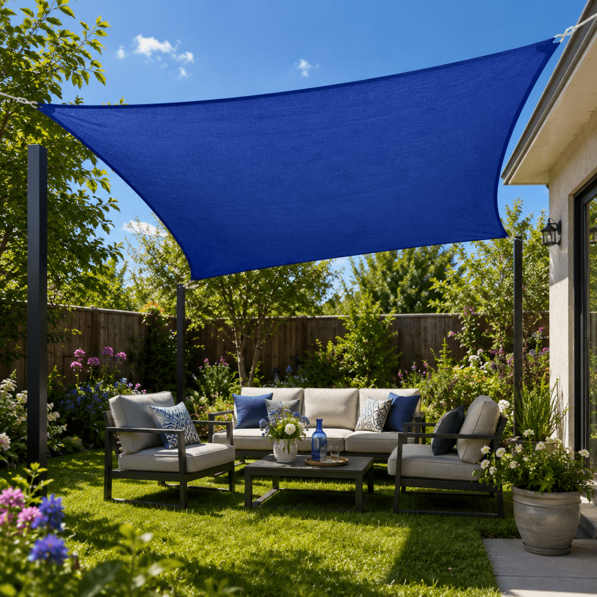 Toldo vela de sombra impermeable con protección UV para terraza y balcón