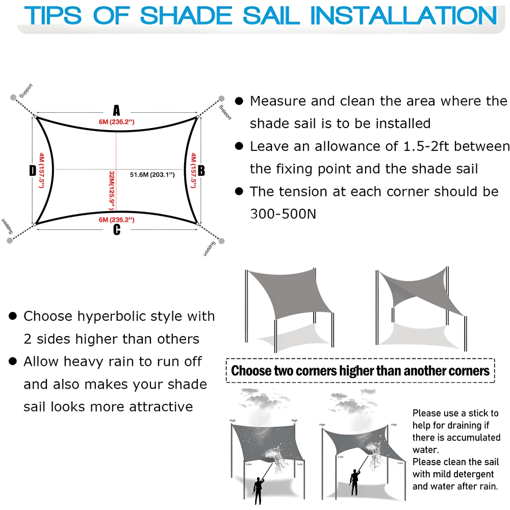 Toldo vela de sombra impermeable con protección UV para terraza y balcón