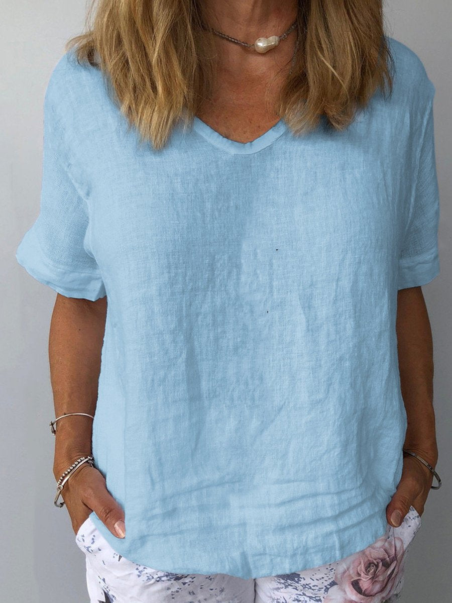 Top casual para mujer de algodón y lino – Edición de otoño