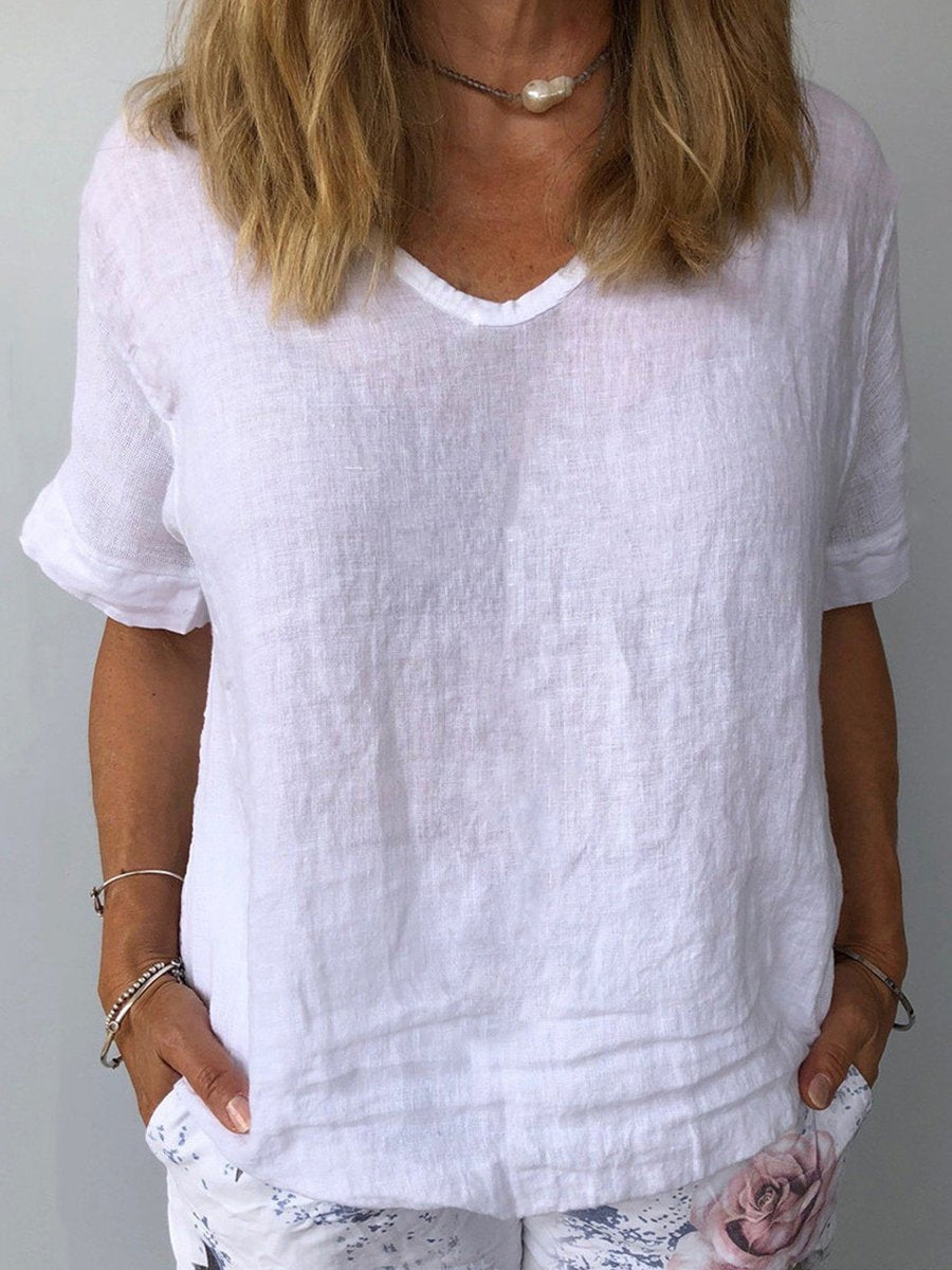 Top casual para mujer de algodón y lino – Edición de otoño