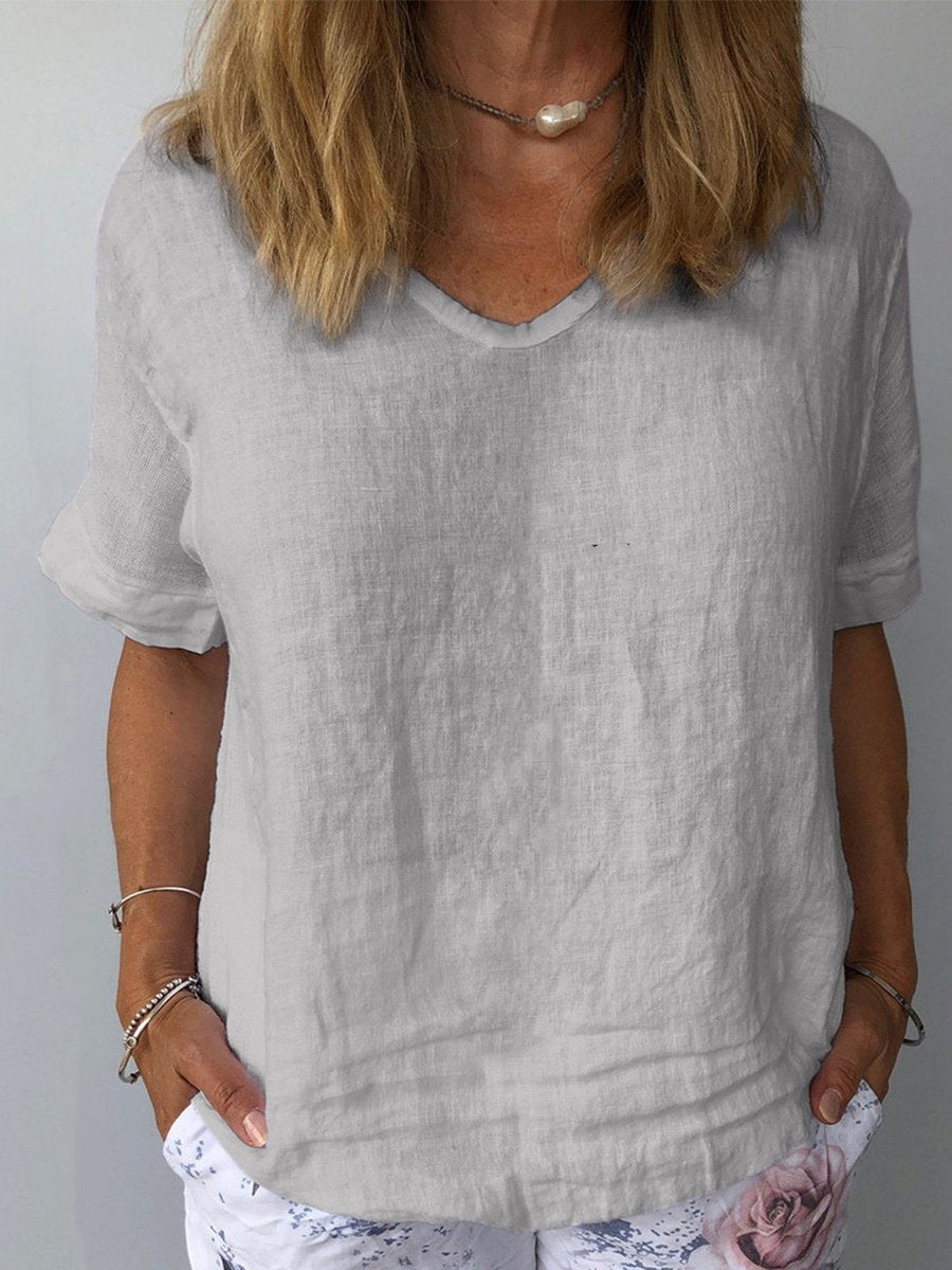 Top casual para mujer de algodón y lino – Edición de otoño