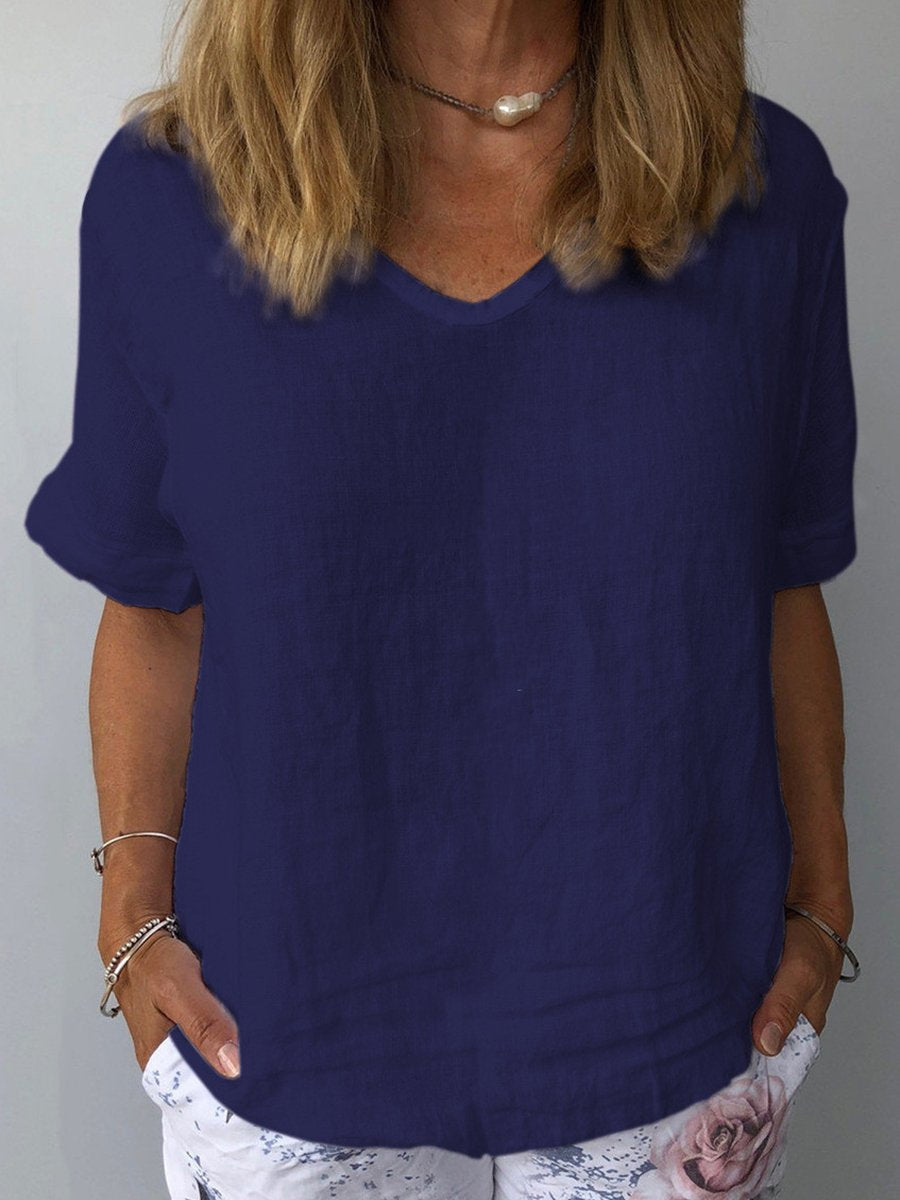Top casual para mujer de algodón y lino – Edición de otoño