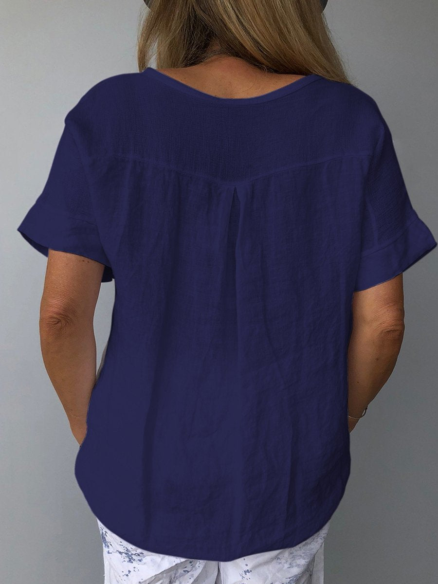 Top casual para mujer de algodón y lino – Edición de otoño