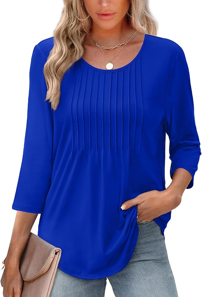 Top estructurado para mujer con manga 3/4 | Blusa cómoda para oficina y tiempo libre