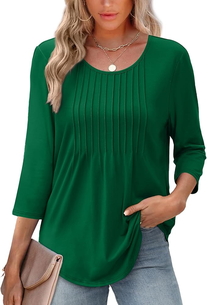 Top estructurado para mujer con manga 3/4 | Blusa cómoda para oficina y tiempo libre