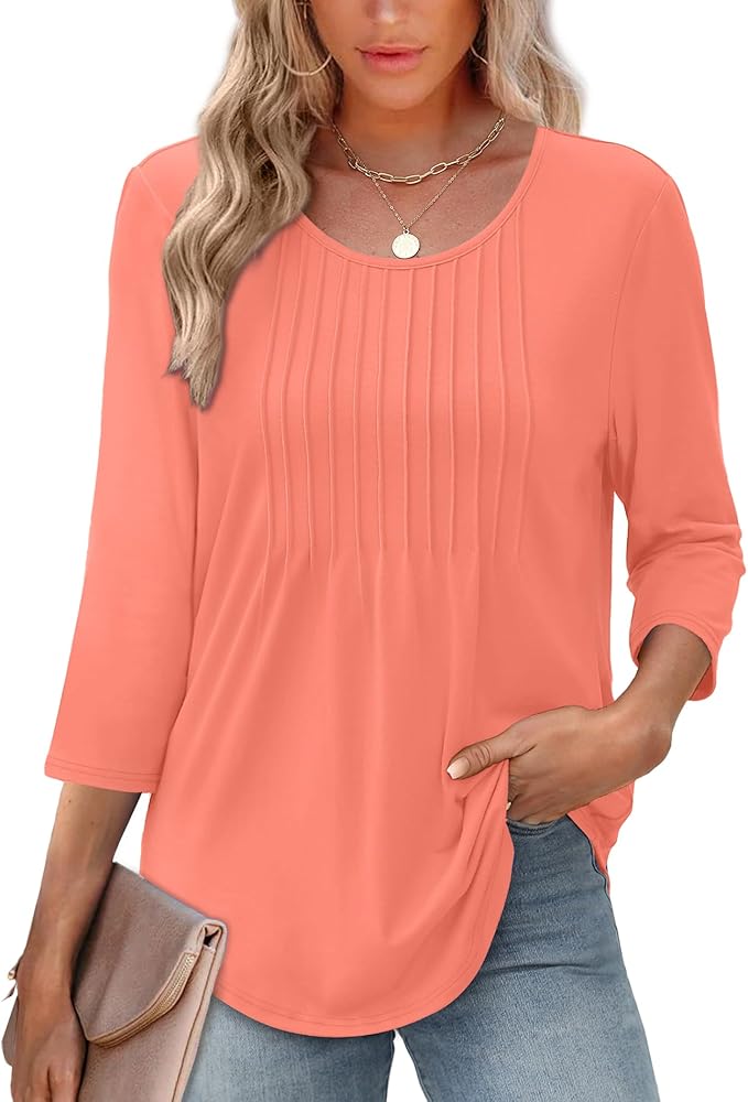 Top estructurado para mujer con manga 3/4 | Blusa cómoda para oficina y tiempo libre