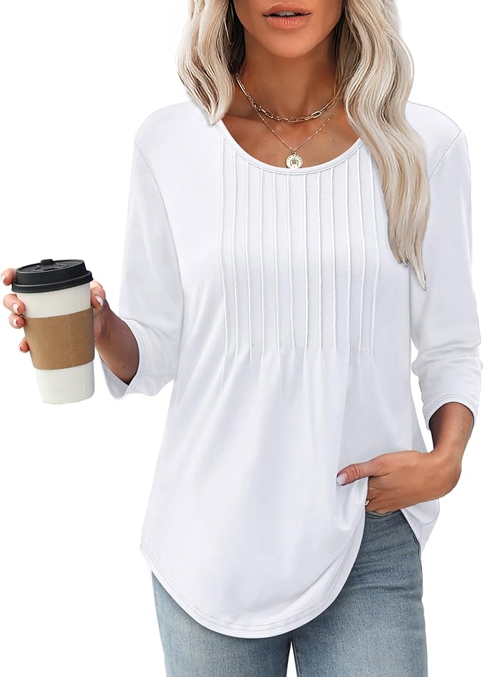 Top estructurado para mujer con manga 3/4 | Blusa cómoda para oficina y tiempo libre