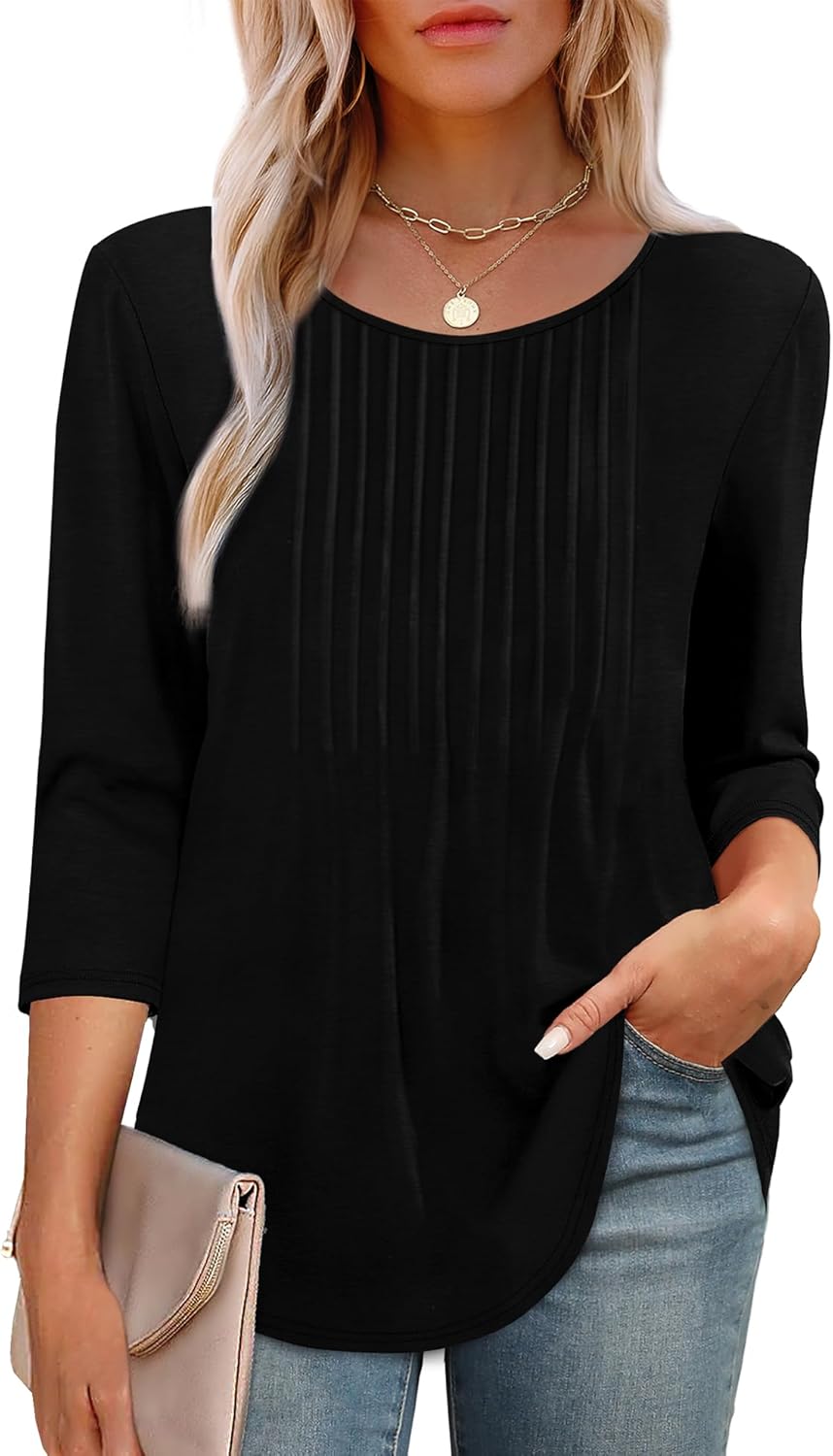 Top estructurado para mujer con manga 3/4 | Blusa cómoda para oficina y tiempo libre