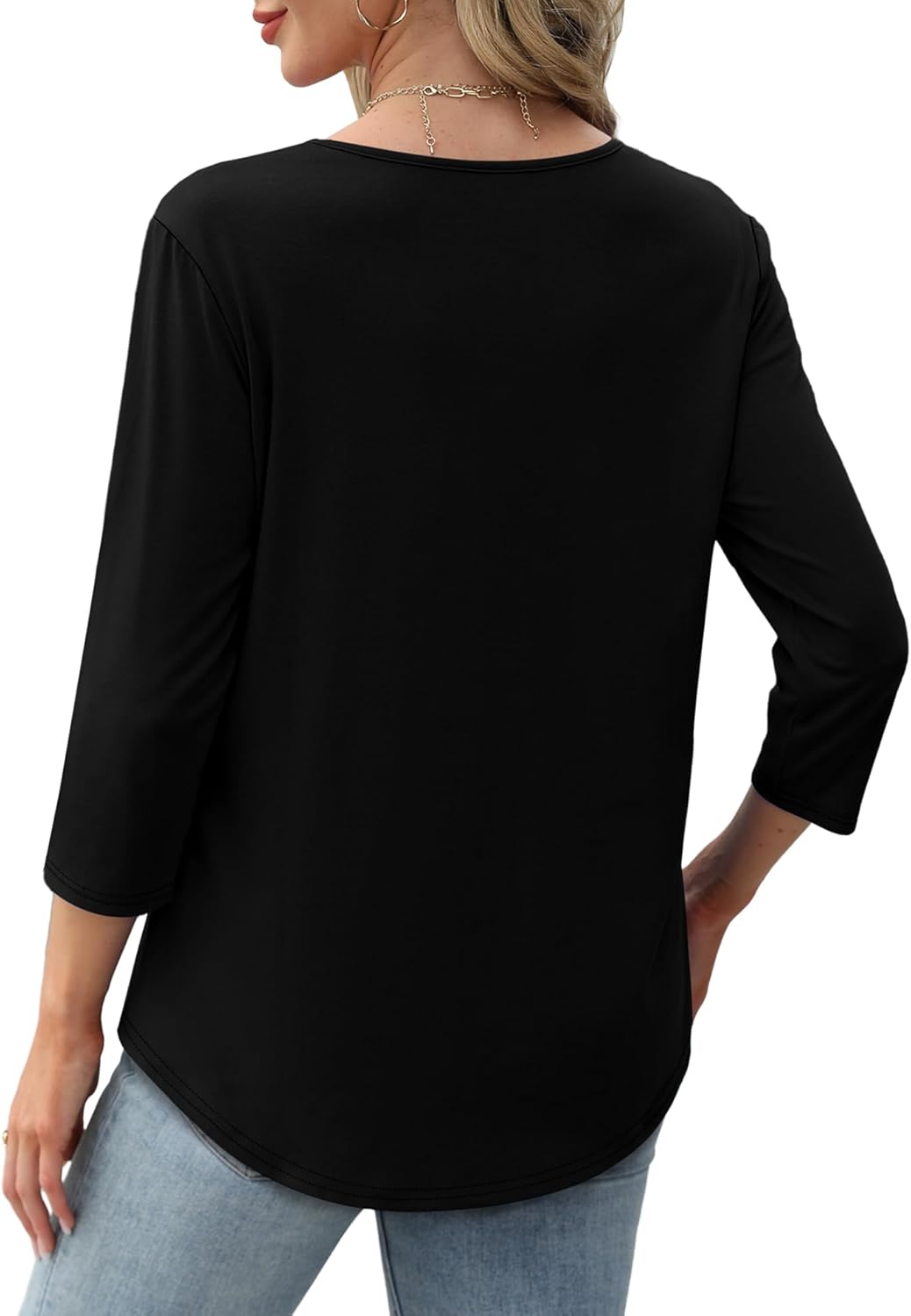 Top estructurado para mujer con manga 3/4 | Blusa cómoda para oficina y tiempo libre