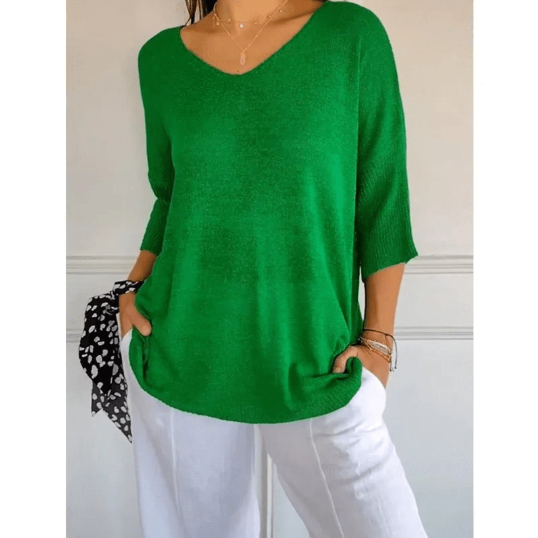 Top mujer con escote en V y manga 3/4