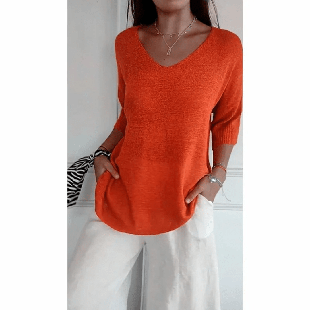 Top mujer con escote en V y manga 3/4