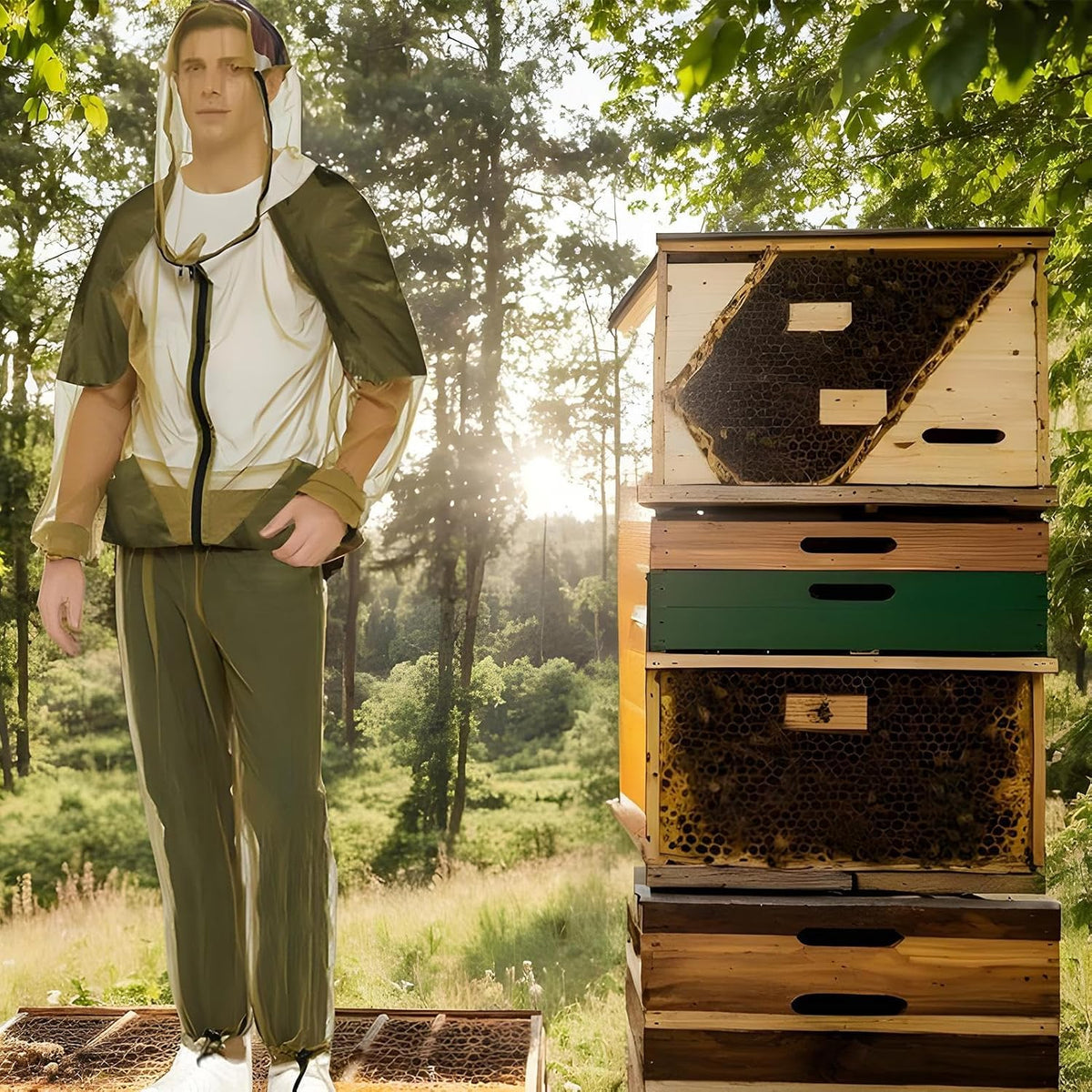 Traje Antimosquitos con Capucha - Protección Ligera para Exteriores