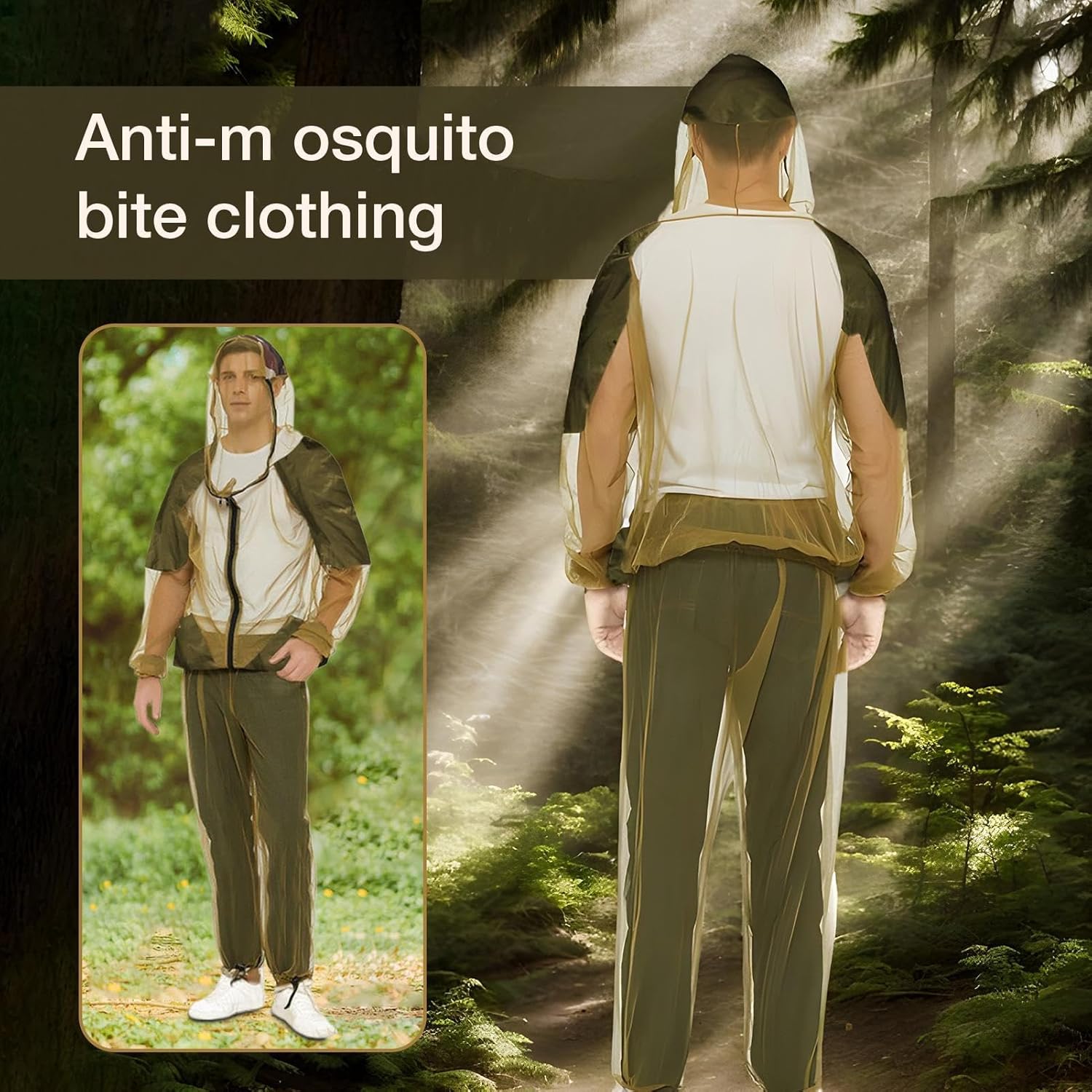 Traje Antimosquitos con Capucha - Protección Ligera para Exteriores