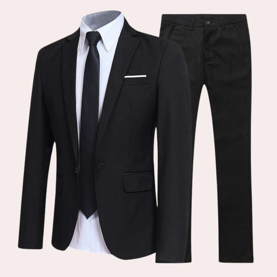Traje de hombre de corte moderno, conjunto de dos piezas – Traje negro para ocasiones formales
