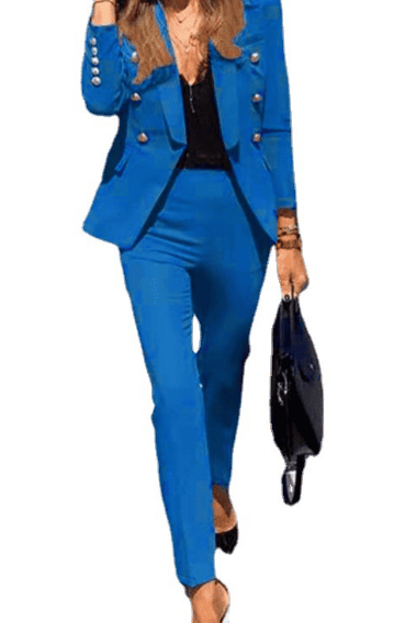 Traje de pantalón dos piezas doble botonadura para mujer