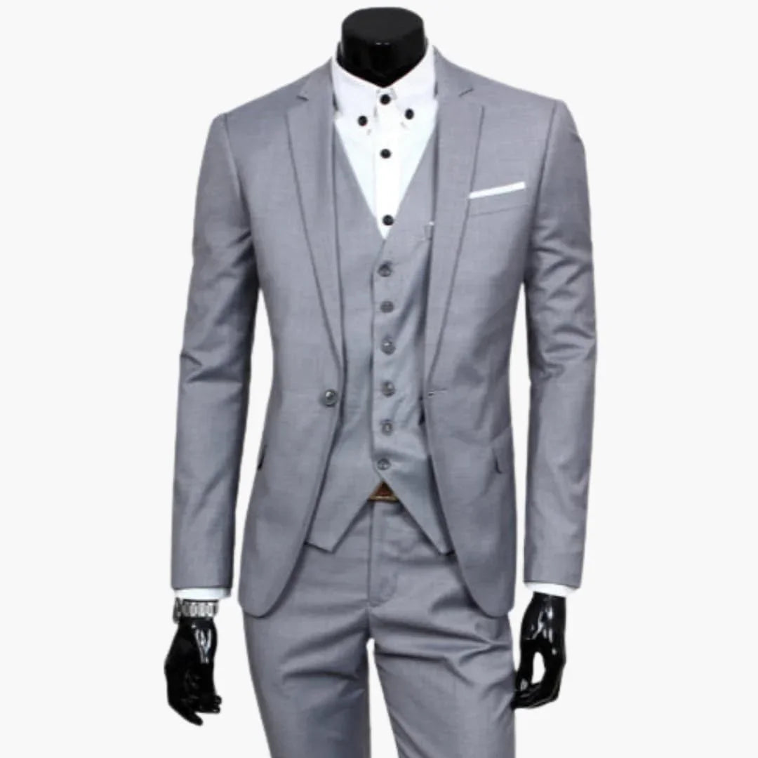 Traje de tres piezas para hombre con americana de un botón y chaleco