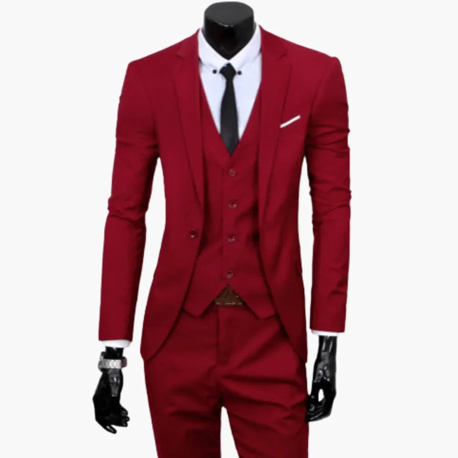 Traje de tres piezas para hombre con americana de un botón y chaleco