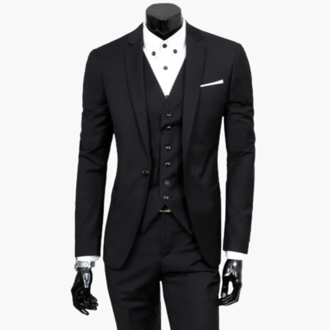 Traje de tres piezas para hombre con americana de un botón y chaleco
