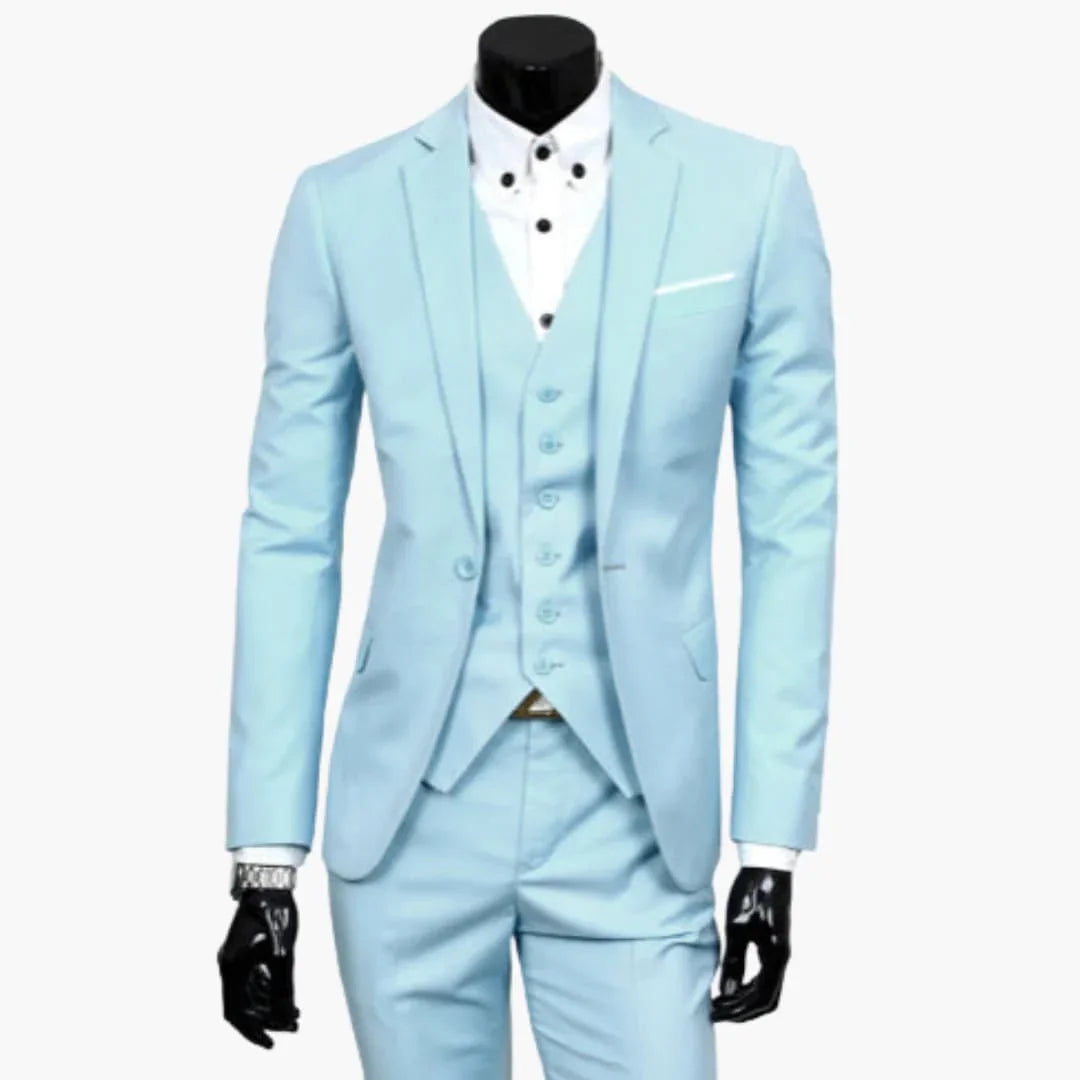 Traje de tres piezas para hombre con americana de un botón y chaleco