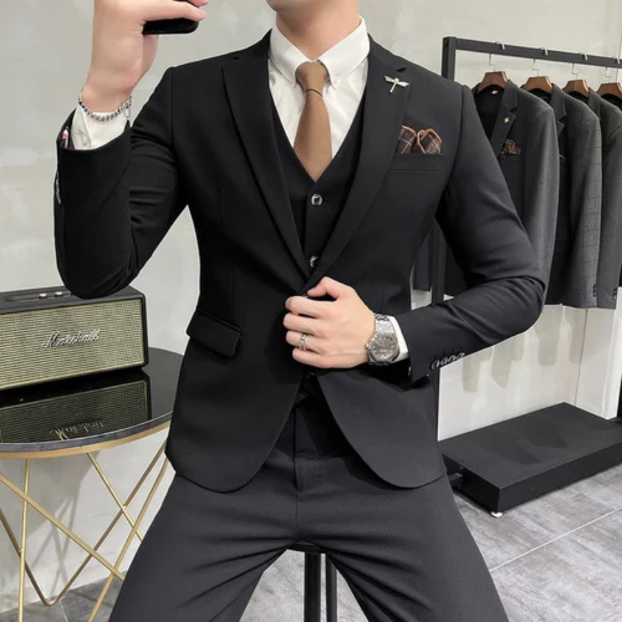 Traje de tres piezas para hombre de corte slim fit | Formal para otoño