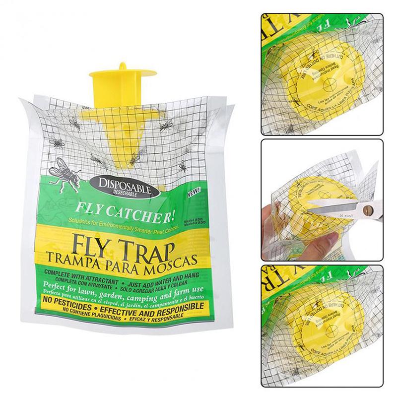 Trampa atrapamoscas eficaz con bolsa desechable para uso en exteriores