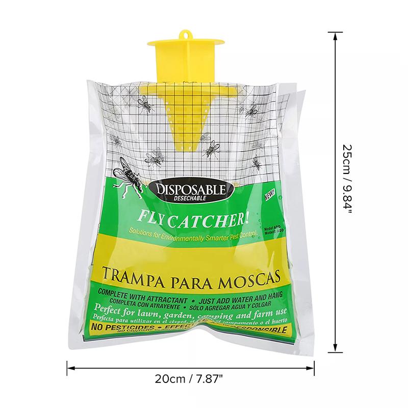 Trampa atrapamoscas eficaz con bolsa desechable para uso en exteriores
