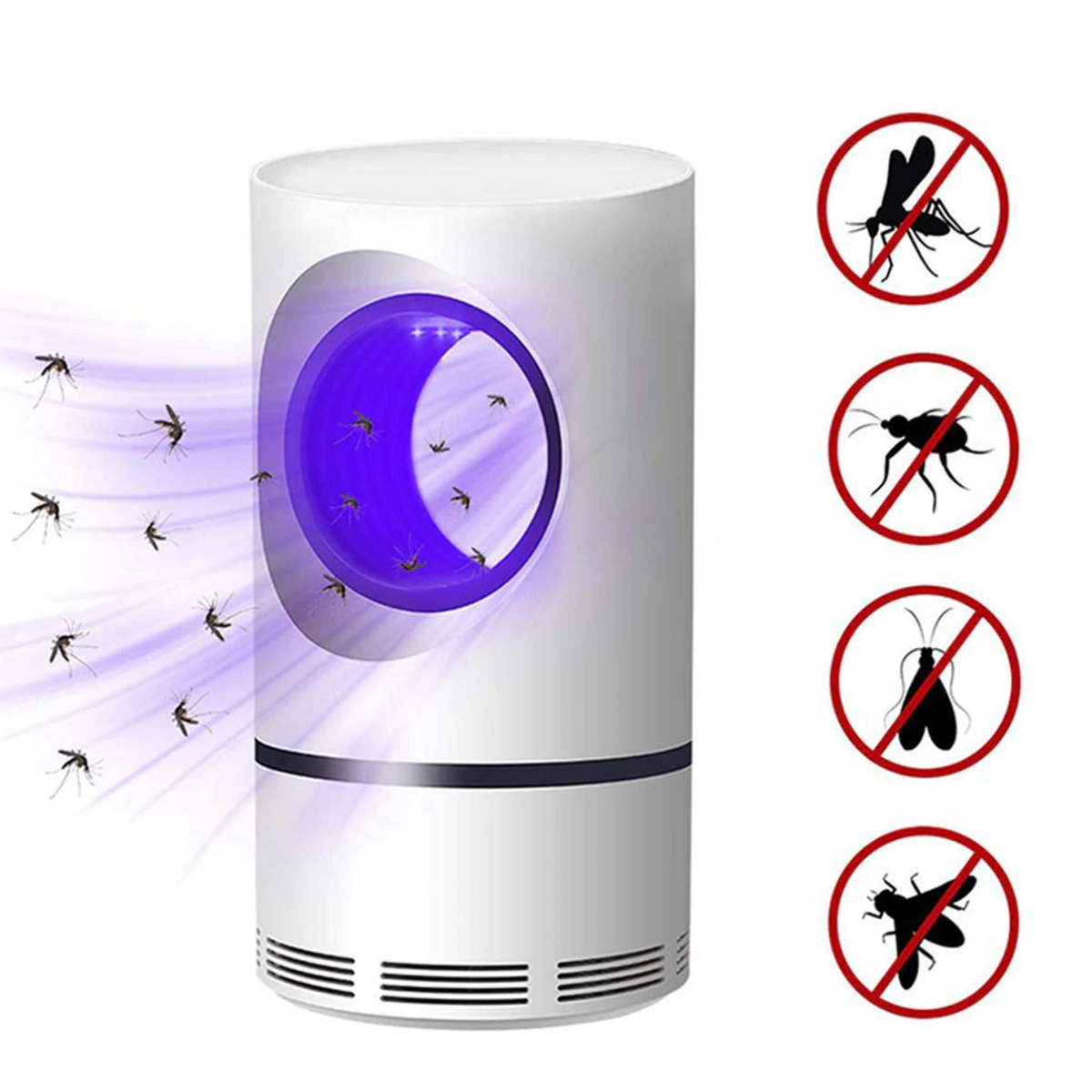 Trampa para mosquitos silenciosa por USB – Aniquilador de insectos sin químicos con luz UV de 365 nm para interiores y exteriores